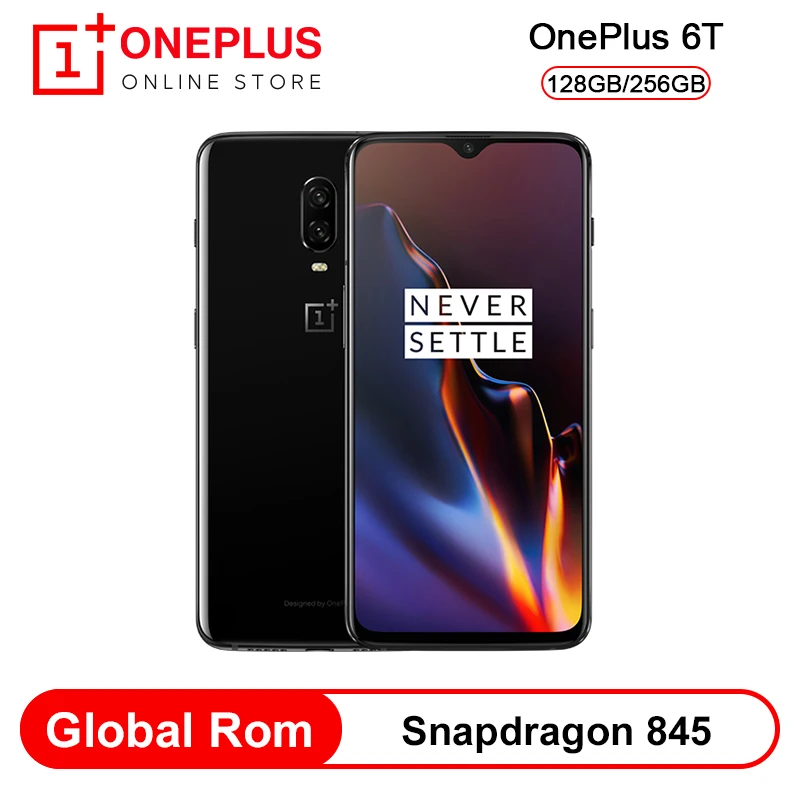 Глобальная ПЗУ Oneplus 6 T 8GB 128GB Snapdragon 845 41 &quot19 5: 9 полный экран в дисплее отпечаток