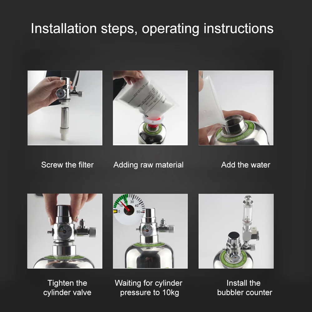 Система генератора CO2 для аквариума комплект из цилиндра нержавеющей стали