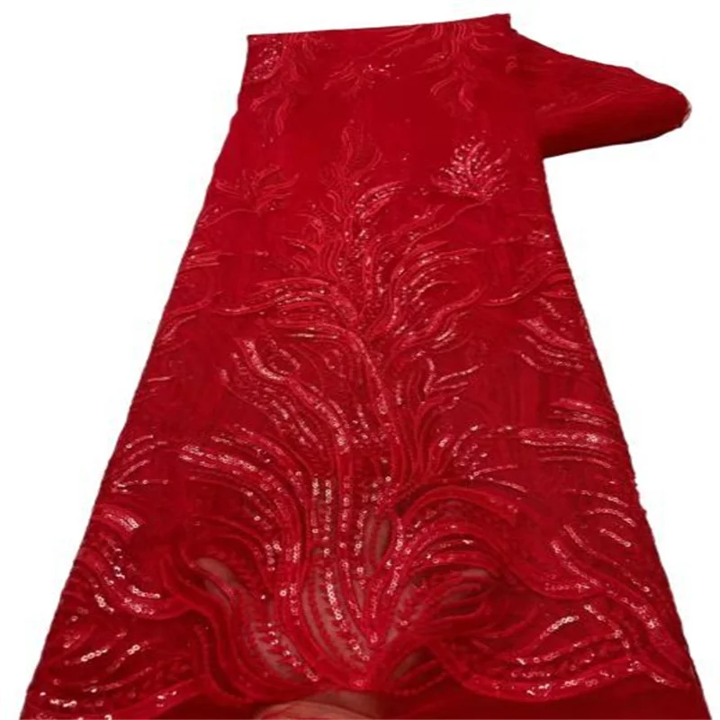 

Красная нигерийская сетчатая кружевная ткань, фиолетовые африканские блестки, кружевная ткань, высокое качество, французская фотография с ...