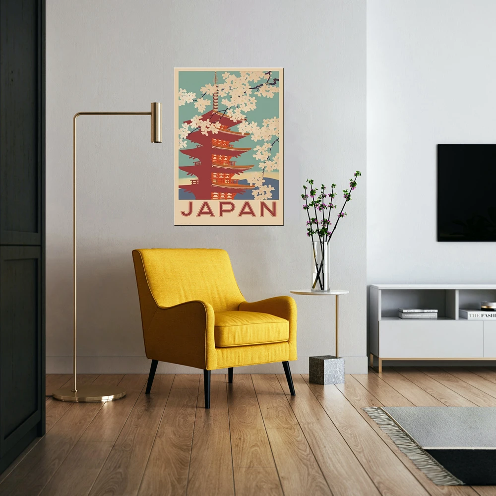 

Cartoon Poster Print Bedroom Wall Art Cairo Egypt Japan Temple Home Decor Cute Nordic Artwork for Nursery Room Wall Decor