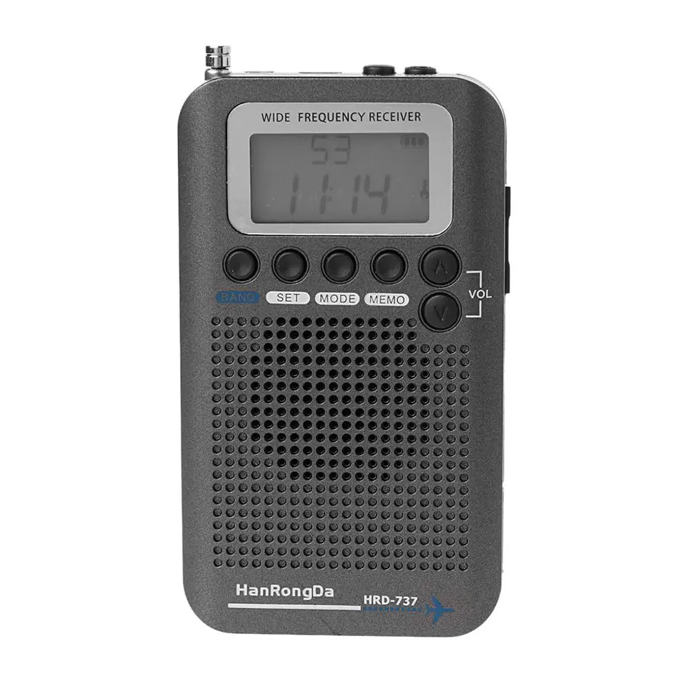 HRD-737 цифровой ЖК-дисплей полный диапазон радио портативный FM/AM/SW/CB/Air/VHF World Band стерео приемник радио с будильником
