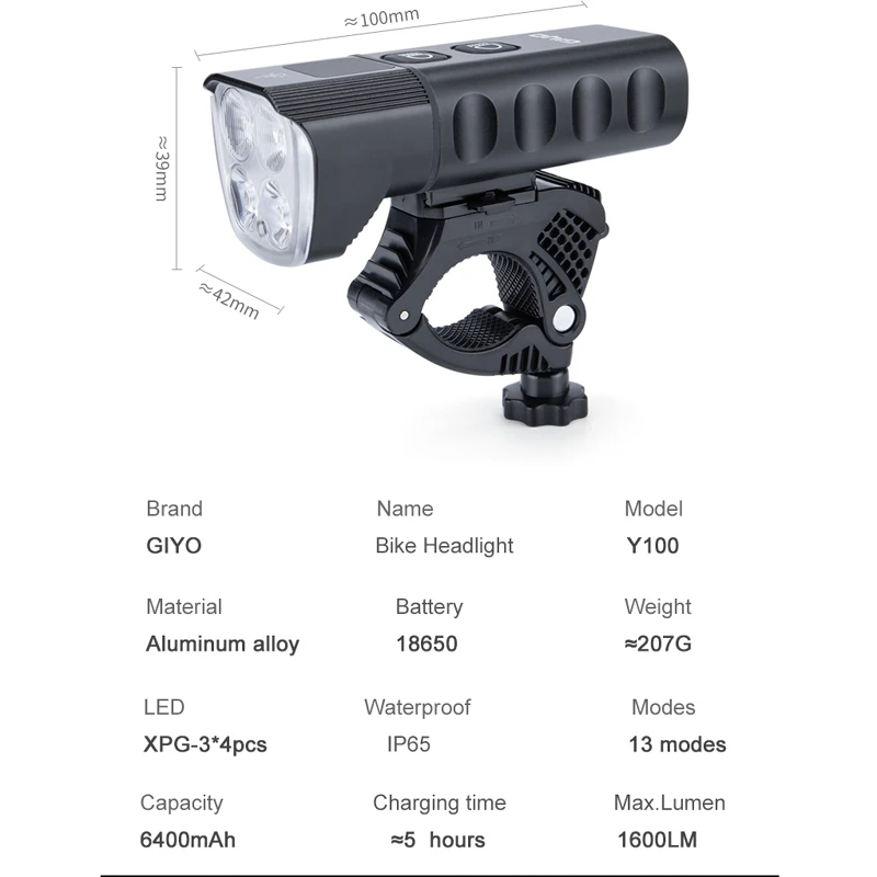 Comprare Smart Bicycle Light Fanale Posteriore Anteriore Lampada Per Bici Torcia Ricaricabile USB Led Super Ciclismo Faro 6400mAh Lanterna Della Banca Di Potere