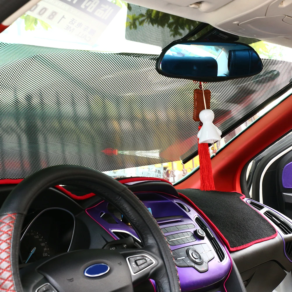 

Retractable Mesh PVC Retractable Sunshade Car SunShade Front Windsheild UV Protection Sunshade Car Windshield Sunshade