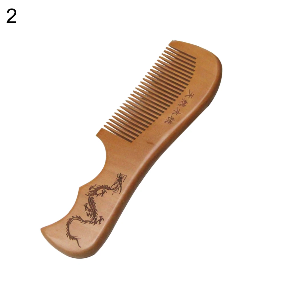 Dragon Phoenix Engraved Handmade Natural Peach Wood Comb Healthy Massage Anti-Static Hair Care Styling Tools | Красота и здоровье
