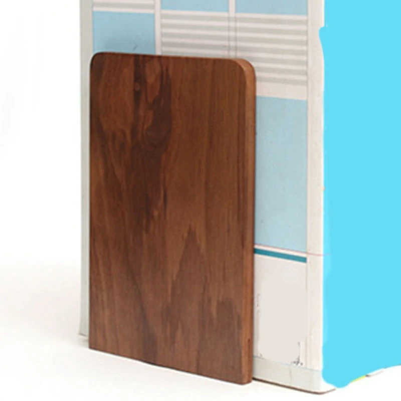 

2-Piece Set of Black Walnut Solid Wood Wooden Bookends Bookcase Book Shelf Large Size