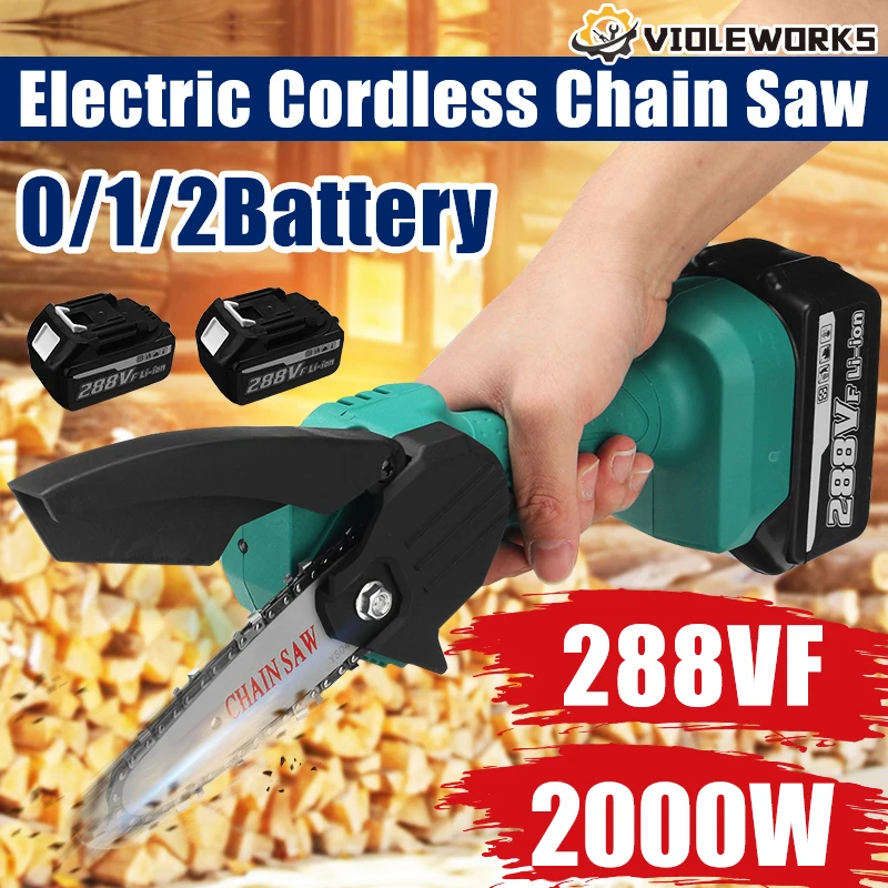 

288V 1200W Electric Chain Saw Lithium Battery Mini Pruning One-handed Garden Tool With Chain Saws Rechargeable Woodworking Tool