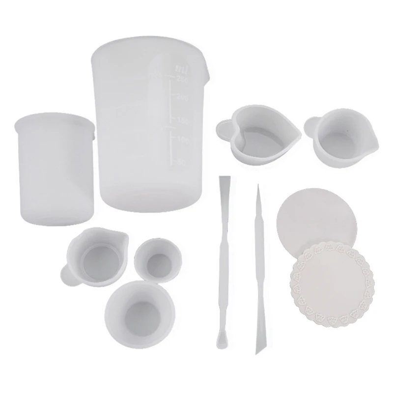 

1 Set Crystal Epoxy Resin Glue DIY Crafts Jewelry Making Tools Reusable Mixing Nonstick Measuring Cups Silicone Stirrers