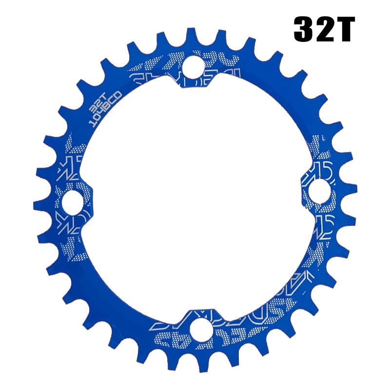 oval 32T blue 104BCD овальная цепь колеса узкая широкая цепь MTB болты горный велосипед 32T 34T 36T 38T шатуны один зуб пластина часть - Цвет: oval 32T blue