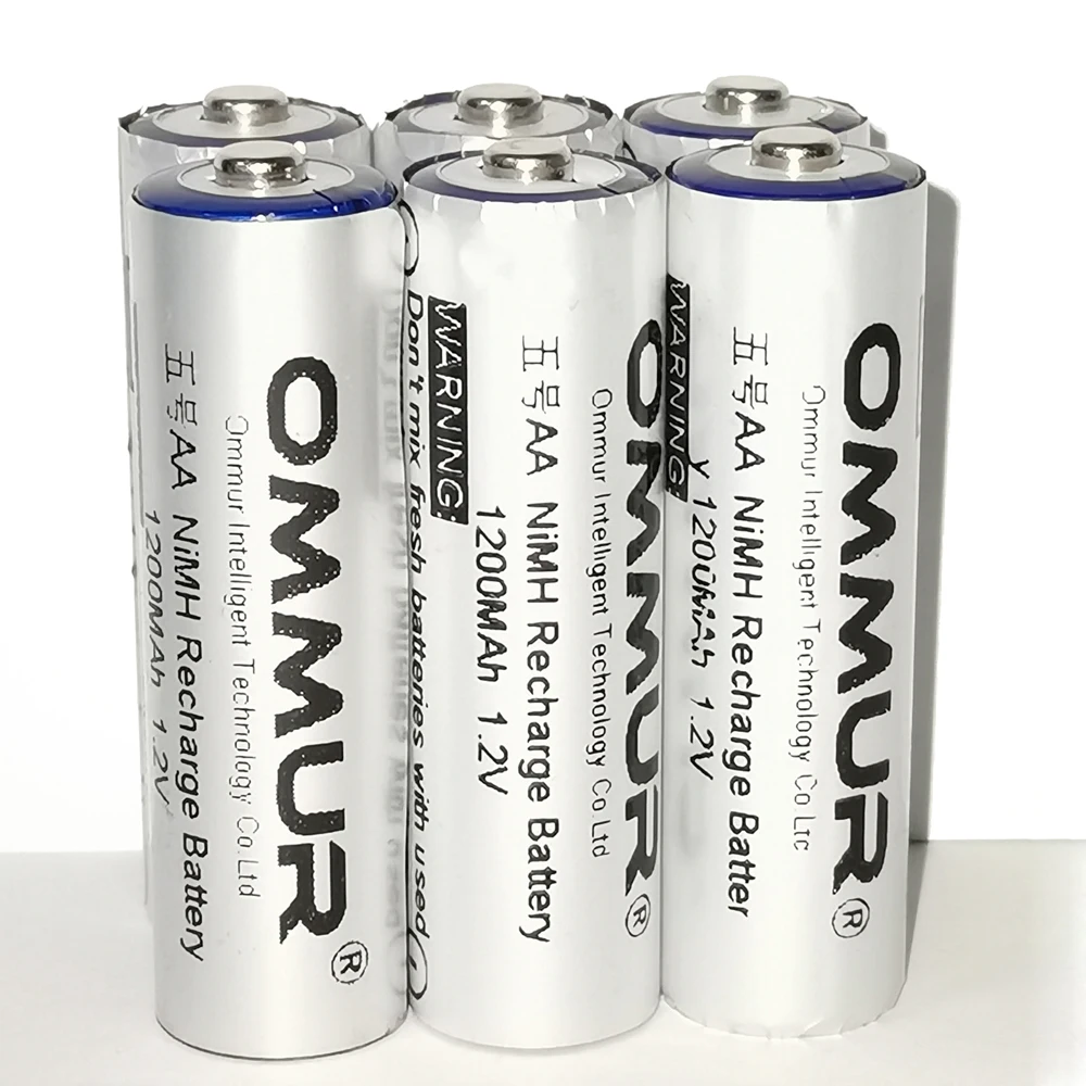 Аккумулятор OMMUR AA 1 2 В 1200 мАч NiMH Перезаряжаемый для фонарика налобный фонарь