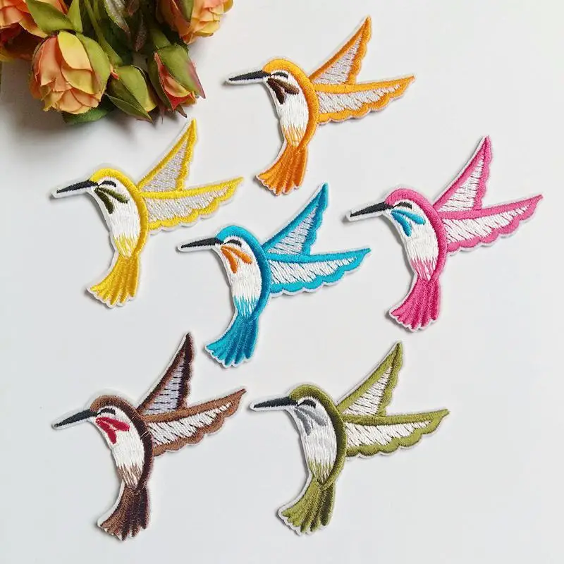 Mix 6PCS Sewing Sequins Embroidered Patches for Clothing Hummingbird Iron On Embroidery | Дом и сад
