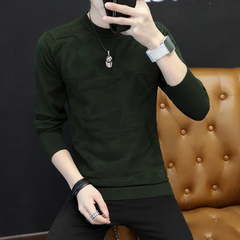 

Autumn and winter new men's T-shirt Korean Trend round neck sweater long sleeve T-shirt