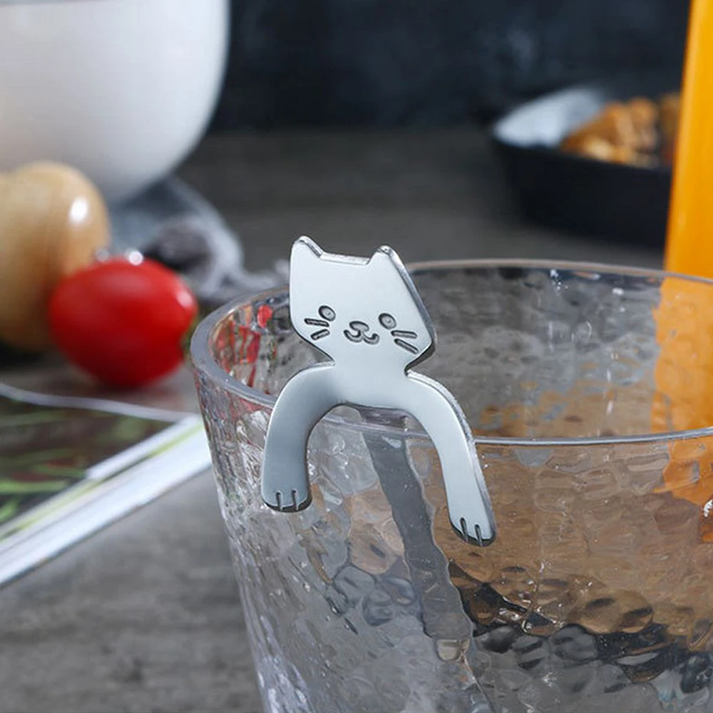 304 позолоченная ложка в форме кошки из нержавеющей стали креативная кружка