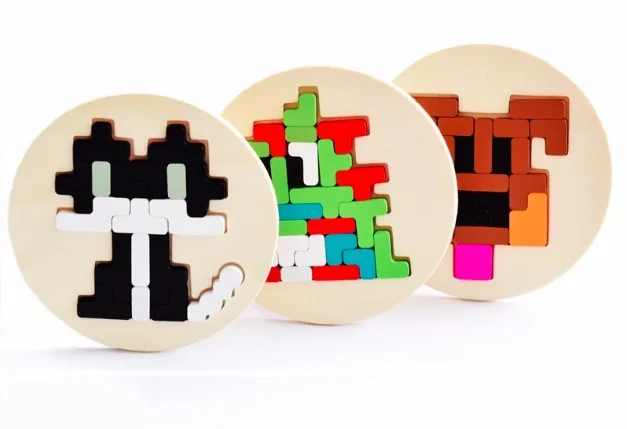 

2021 Hot New style jigsaw Puzzle wooden puzzles blocks toys cartoon icon pixel puzzle Montessori preschool educational 3D puzzle