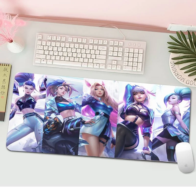 maiyaca 80x40cm kda akali laptop gaming mouse pad large locking edge keyboard 70x30cm deak mat for cs go lol dota2 free global shipping