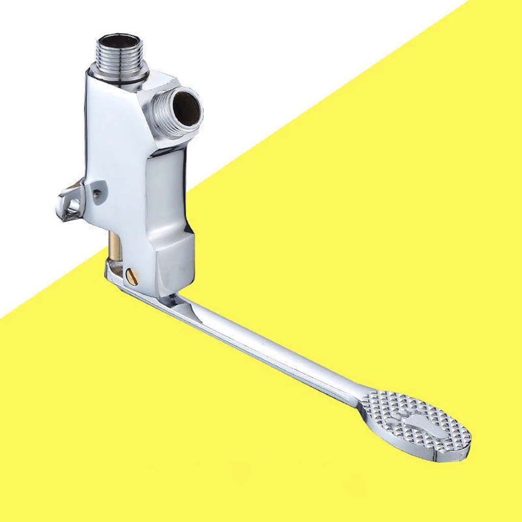 

Copper Foot Pedal Valve Polished Hotel Bathroom Faucet Single Cold Tap