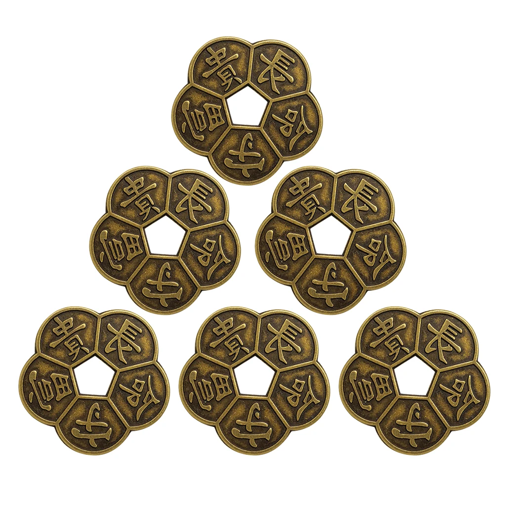 

6x Bronze Chinese Old Copper Coin Traditional Lucky Coins China Charms