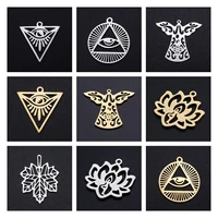 5pcs 201 stainless steel filigree eye skull leaf lotus flower pendants charms for necklaces diy jewelry making