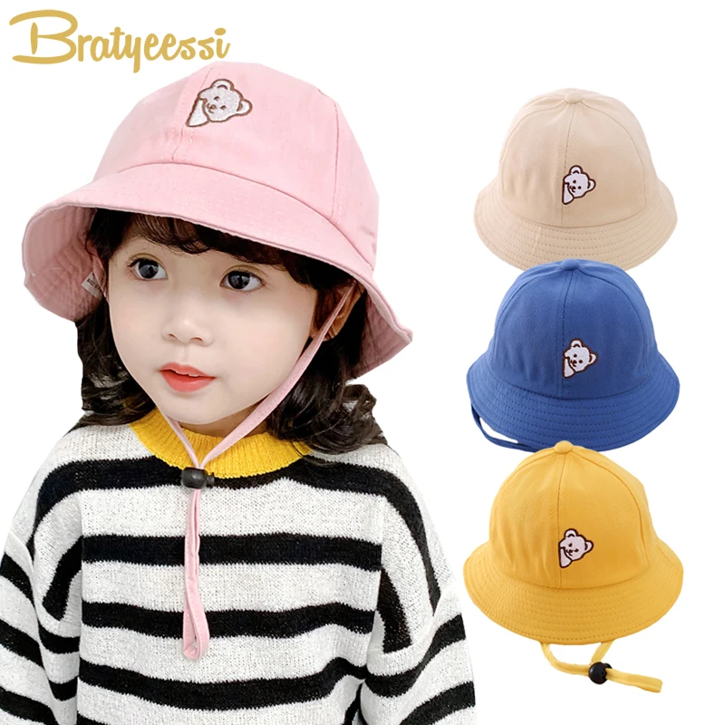 

Модная детская Панама для девочек и мальчиков, аксессуары, мультяшная детская Солнцезащитная шляпа с ветрозащитной веревкой, хлопковые дет...