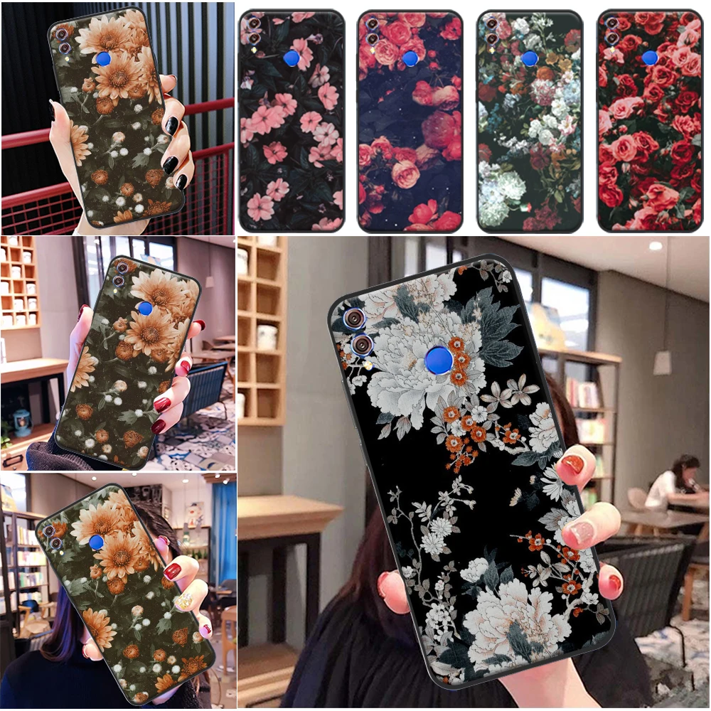 

Dry Flower Phone Case For Huawei Honor 10 V10 10i 10X 9X V9 9 Lite 8X 8C 7X Relief Flower Coque Funda Soft TPU Back Cover