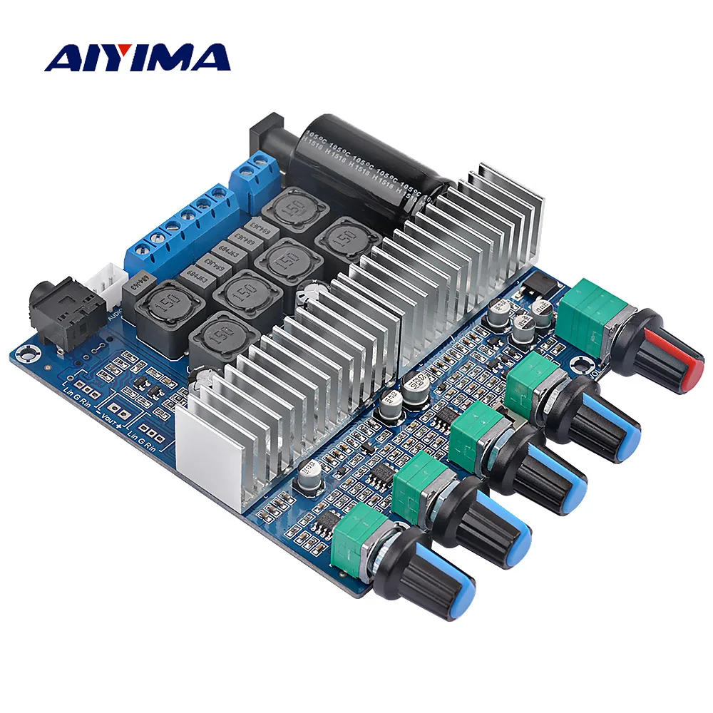 

Плата усилителя сабвуфера AIYIMA TPA3116, 2,1 Hi-Fi, стерео усилитель высокой мощности DC12V-24V 2*50 Вт + 100 Вт, усилитель басов для динамика «сделай сам»