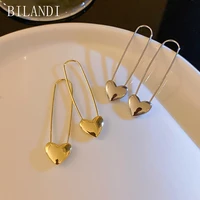 bilandi trendy jewelry heart dangle earrings popular design hot selling metal drop shiny love earrings for girl fine accessories