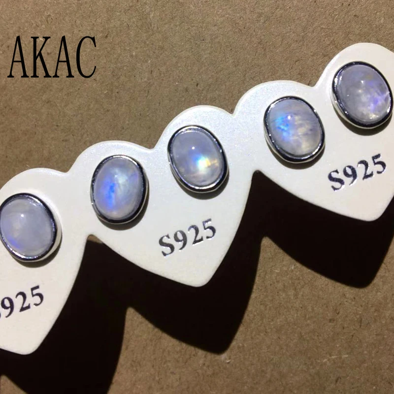 2 пар/компл. Akác approx6 * 8 мм натуральный цвет радуги лунный камень серьги гвоздики ASOS