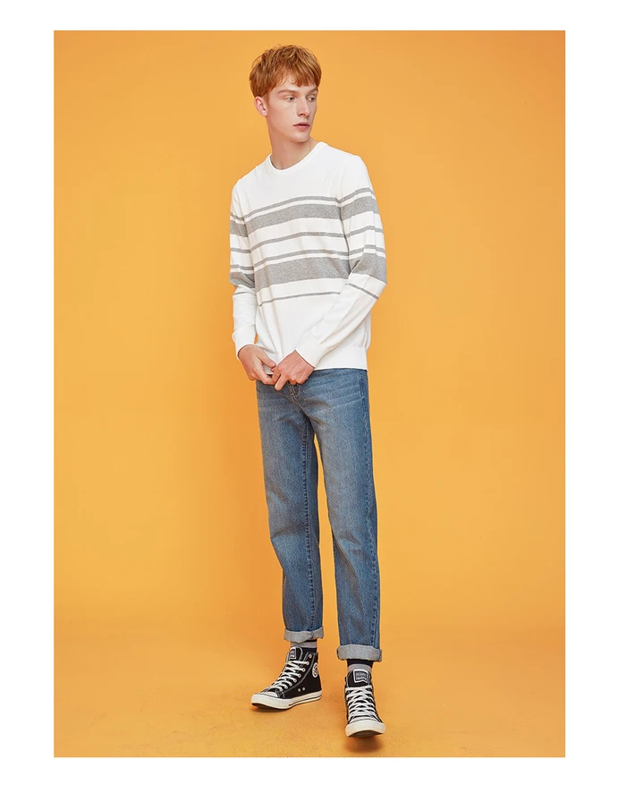 Giordano мужские свитера контрастный Crewneck трикотажный пуловер Хлопок легкий стретехи Blusa De Frio Masculino 31059802