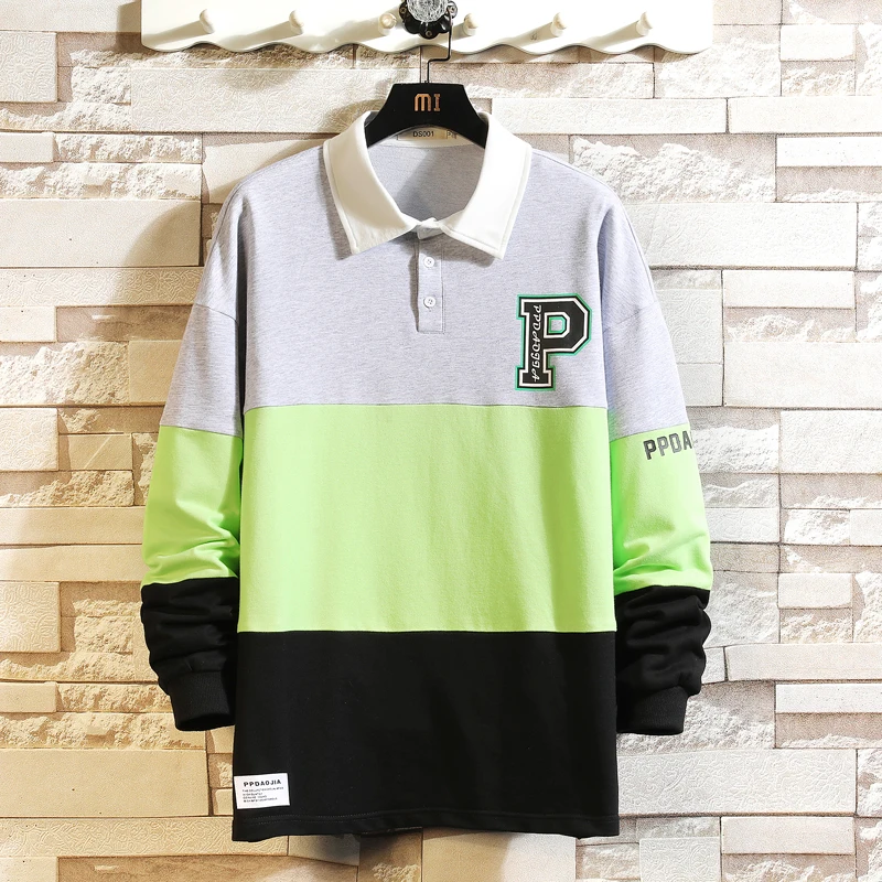 

Новинка 2022 года; Мужская брендовая полосатая рубашка-поло с длинными рукавами; Повседневная одежда; Сезон весна-осень; Большие размеры; M-3XL; ...