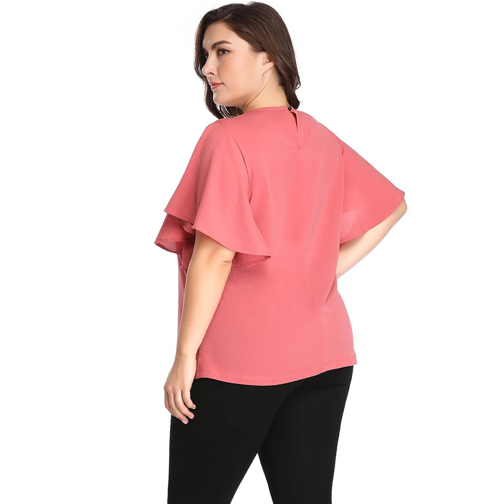 Женская элегантная шифоновая блузка с коротким рукавом большие размеры 5xl лето