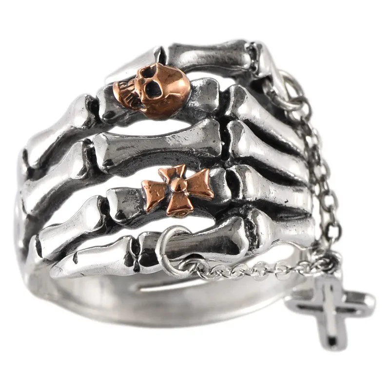 

Мужское кольцо с черепом в стиле ретро, из серебра 100% пробы