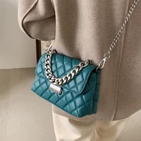 new high quality pu leather handbag designer top handle bag lady thick metal chain diamond luxury handbags
