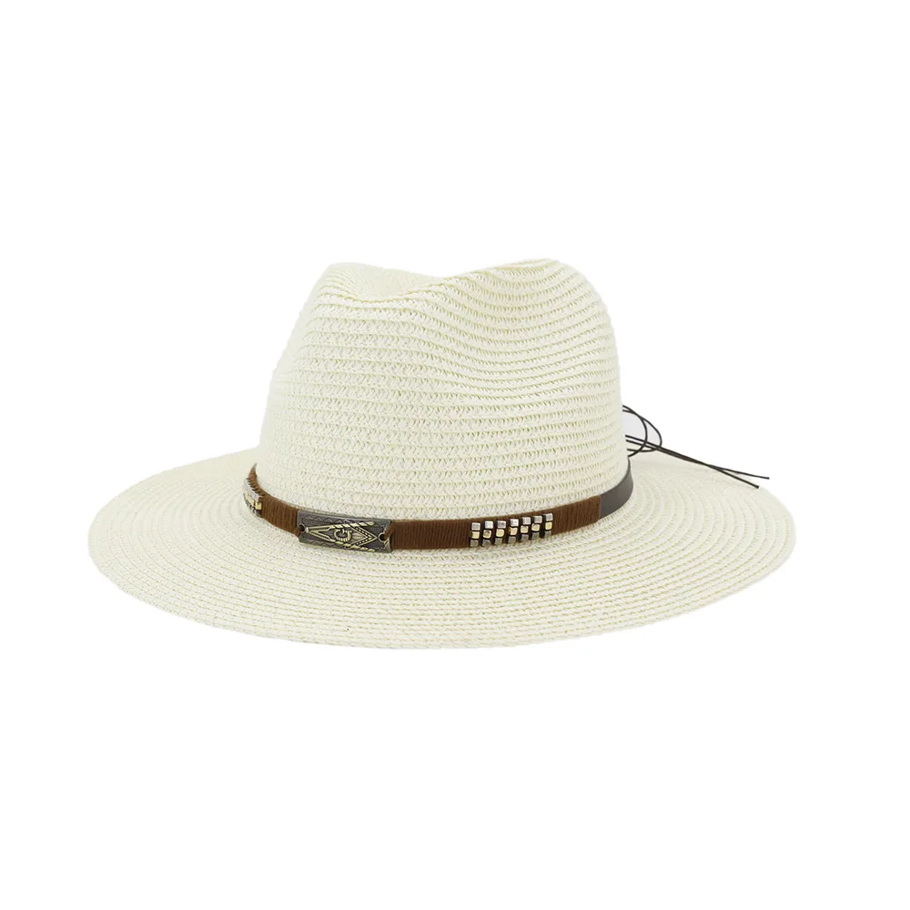 Уличная пляжная Солнцезащитная джазовая шляпа парная с плоским краем соломенная