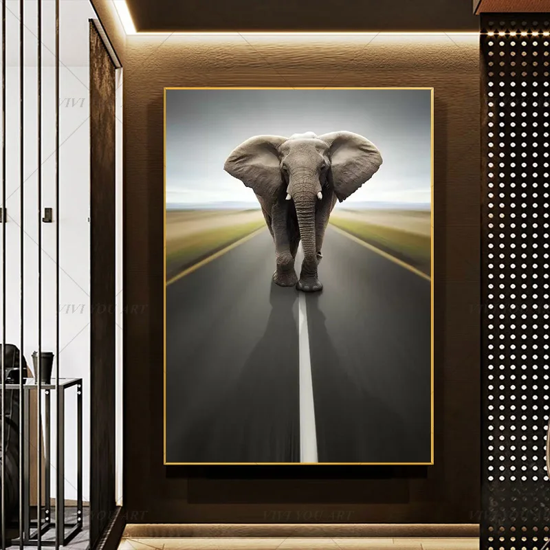 

Africa Elephant Animal Landscape Oil Painting on Canvas Pop Art Poster and Print Abstract Art Wall Picture for Living Room Decor