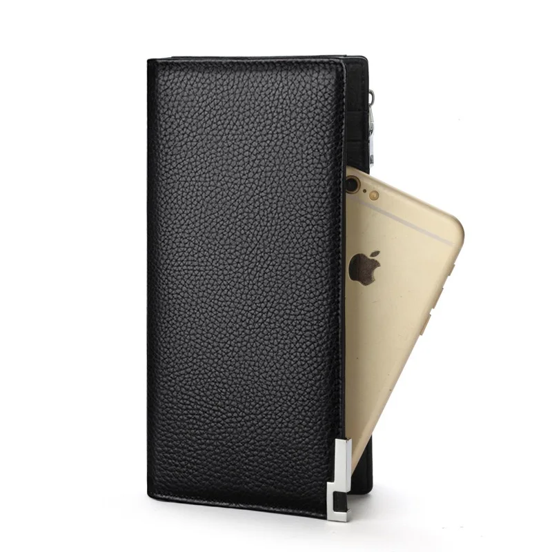 Мужской длинный кожаный кошелек из воловьей кожи на молнии | Багаж и сумки