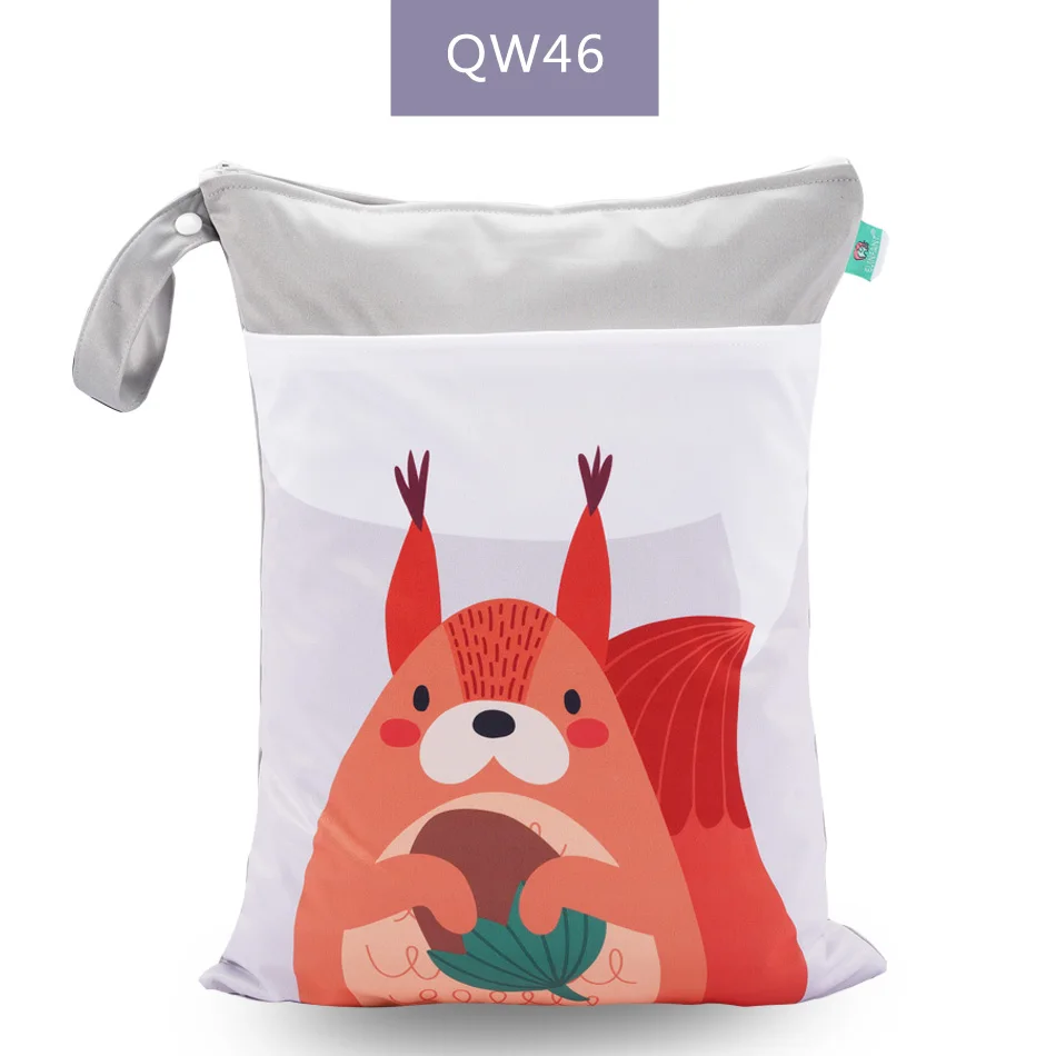 QW46-Diaper Bag Elinfant цифровая сумка для влажных подгузников с принтом, тканевые сумки для детских подгузников 30*40 см, дорожная сумка с двойным карманом - Цвет: QW46-Diaper Bag