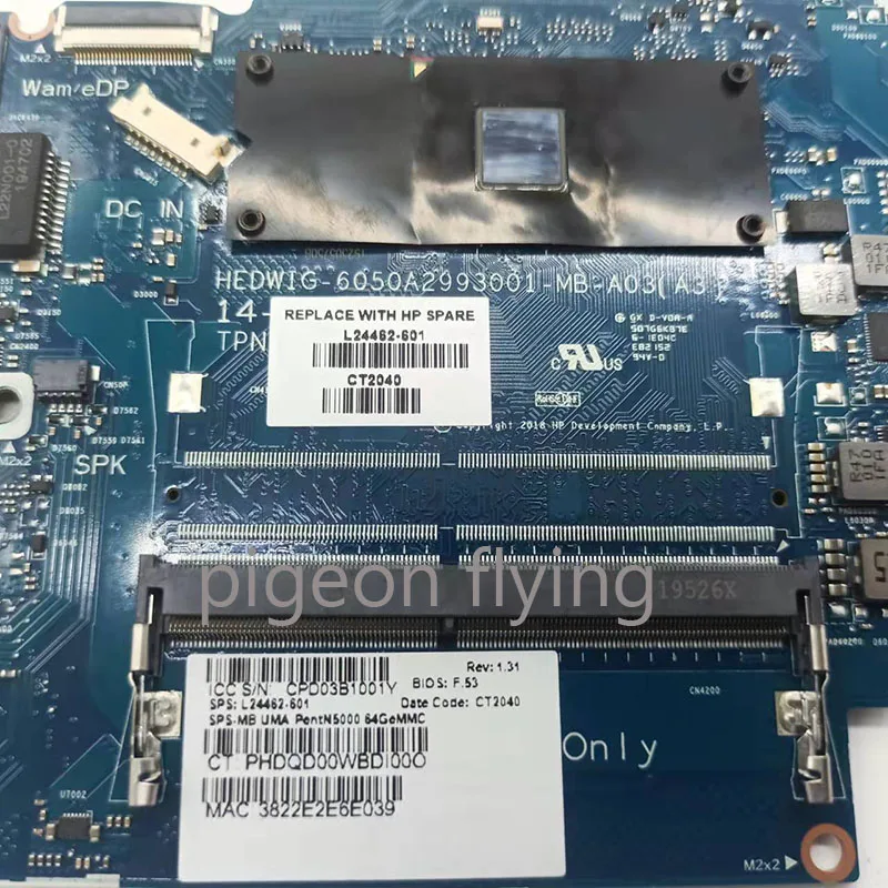 Материнская плата 14-DF L24462-601 (A3) для ноутбука HP CPU: PentN5000 64G DDR4 100% Test OK | Компьютеры и