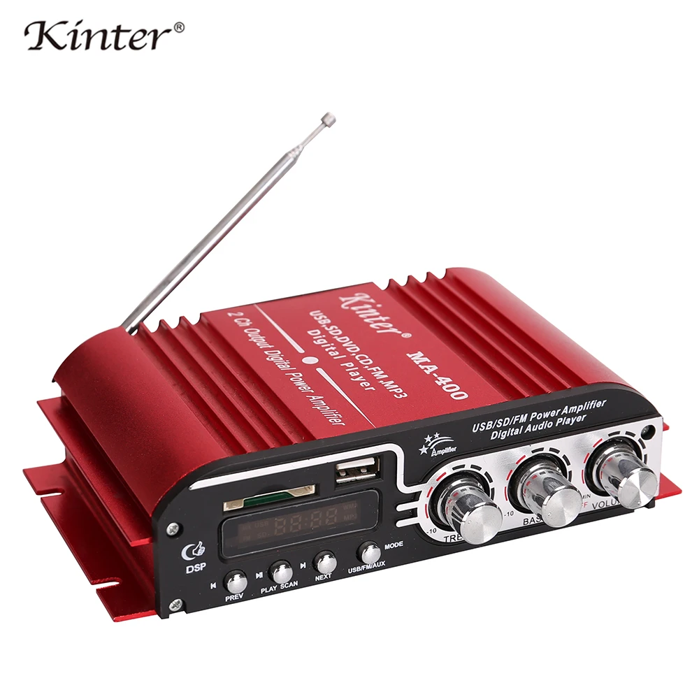 Kinter MA 400 Hi Fi Цифровой усилитель 2.0CH стерео звук DC12V Поддержка USB SD AUX вход и FM радио в