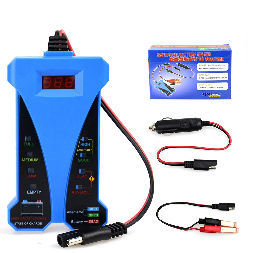 Новинка 2019 Умный Цифровой Тестер Аккумуляторов светодиодный дисплей вольтметр 12