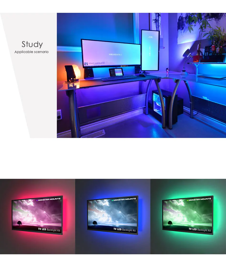 50 см 1 м 2 м 3 м 4 м 5 м светодиодный ТВ-светильник 2835SMD RGB светодиодный светильник для ТВ HD ТВ неоновый светильник с подсветкой лампа с 24-кнопочным пультом дистанционного управления