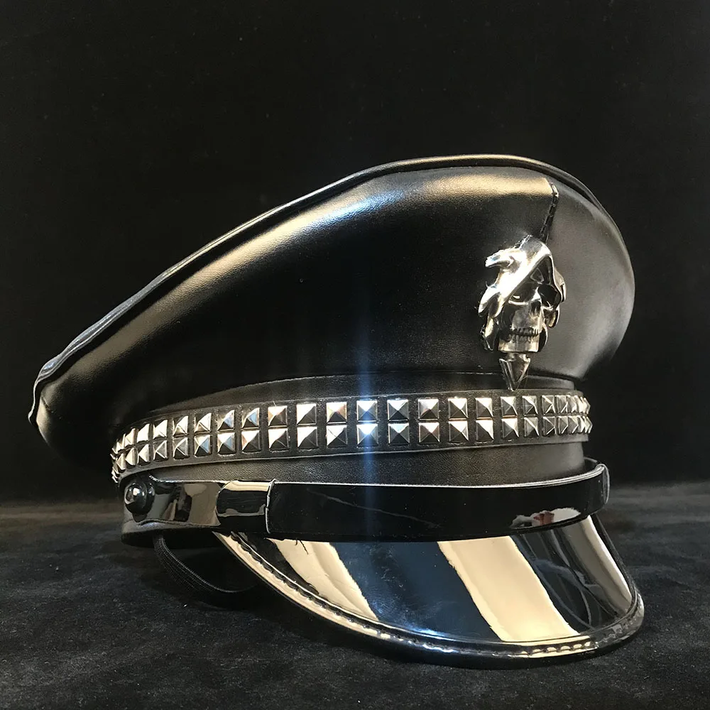 100% кожанная кепка немецкого офицера армейская шапка военная Полицейская Кепка