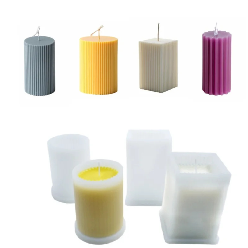 Набор для изготовления круглых цилиндрических свечей в полоску | Дом и сад