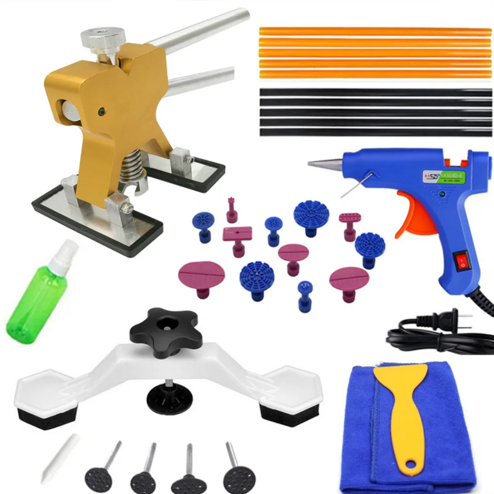 Preço Paintless Dent Repair Tools Ouro Dent Levantador Pops Um Dent Remoção Ponte Extrator Reparação Puxando Tabs Quente Melt Cola Pistola Varas