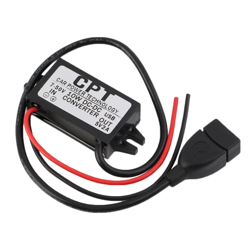 

Waterproof DC 7-50V To 5V 2A USB Female Converter Regulator For Car With overload over low voltage protection