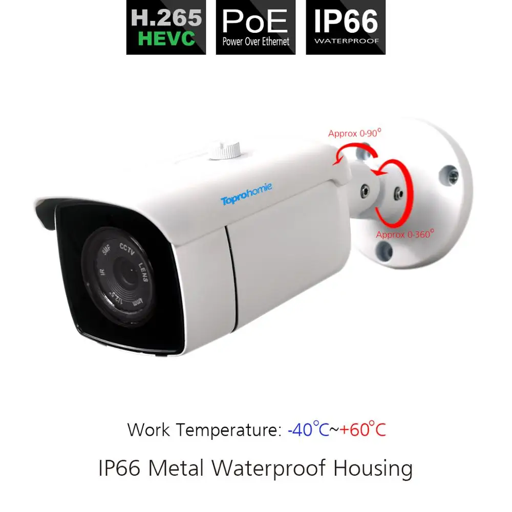 Система видеонаблюдения TOPROHOMIE H.265 + 8CH POE 48V 1MP 720 P защищенная от антивандальной