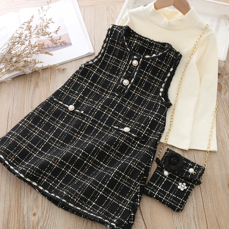 Thunderers/комплект детской одежды для девочек, Однотонная рубашка с платьем без рукавов, комплекты детской одежды из 2 предметов, комплект одежды для малышей 24 мес.-6 лет