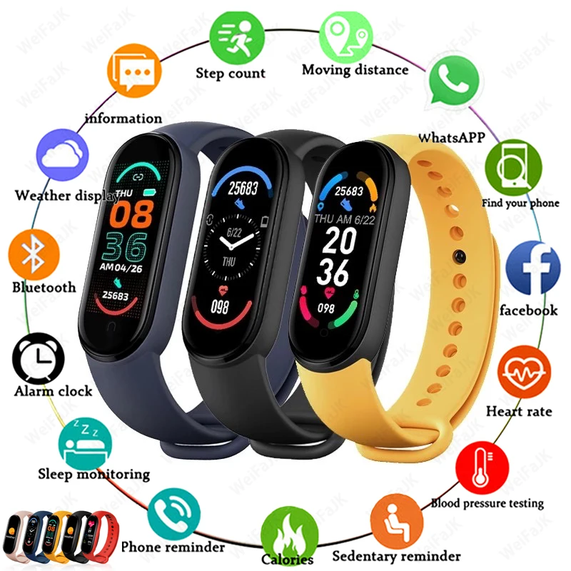 

2021 M6 Smart Watch Men Women Bluetooth Smartwatch Heart Rate Fitness Tracking Sports Bracelet Android Watches