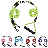 dog collar and leash set 2 dogs leash rope walking training luminous twin lead leash durable nylon easy to disassemble dogs