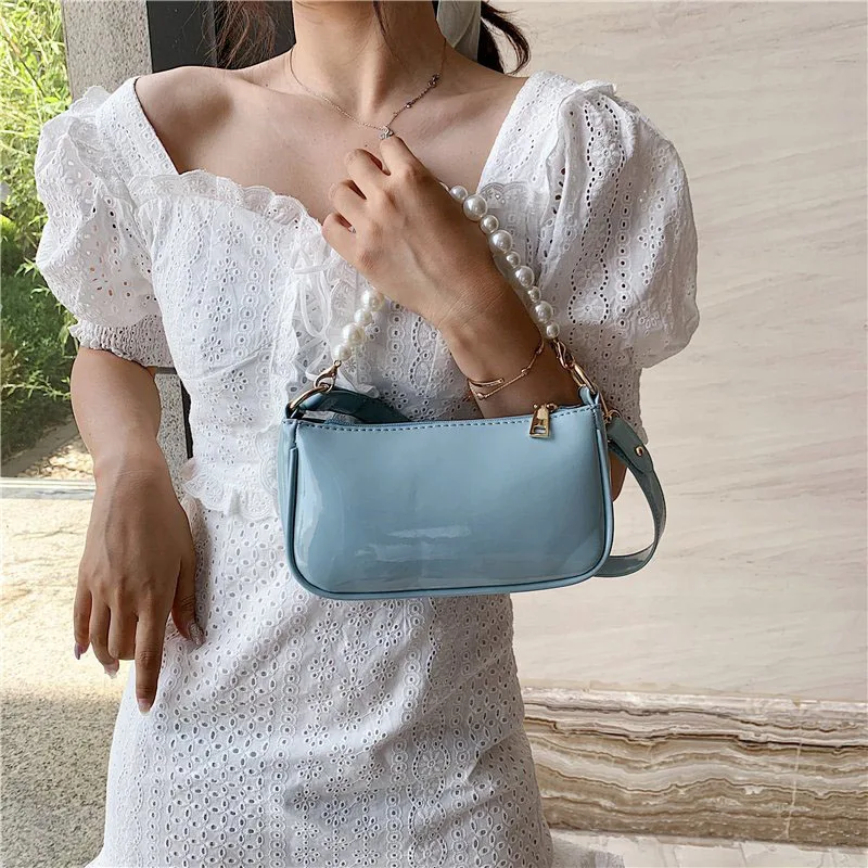 

Pearl Bag for Woman Fashion Designer Small Shoulder bags 2020 New ladies PU leather Purple Travel handbag FTB324