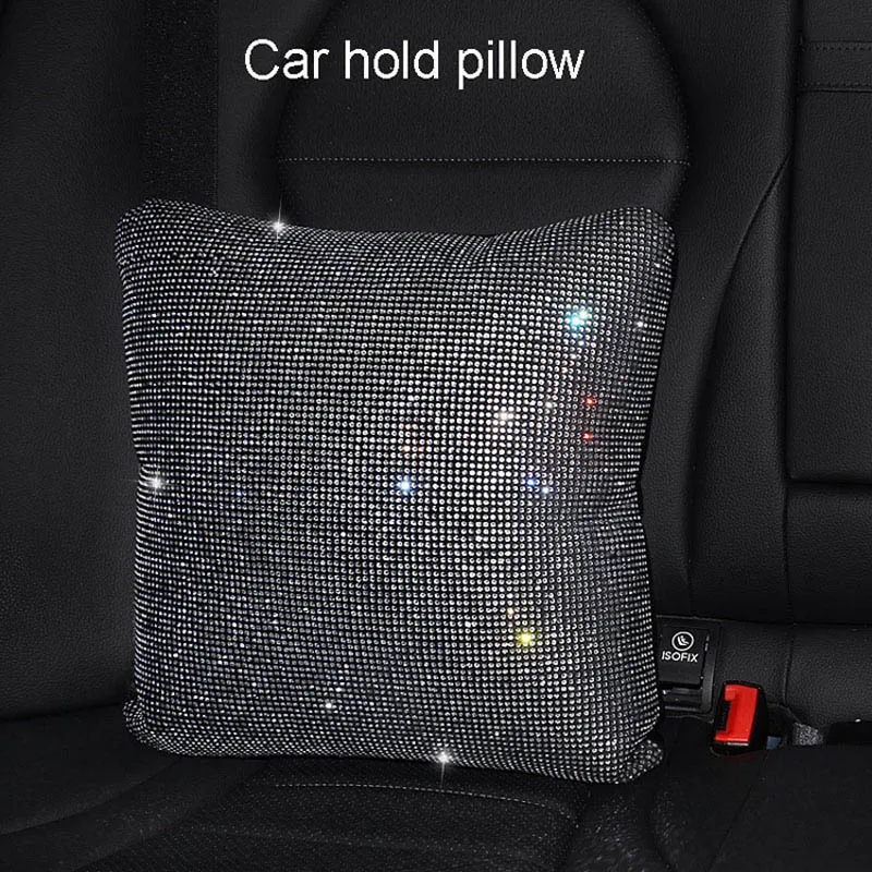 1pcs hold pillow Модный горный хрусталь кристалл подголовник автомобиля шеи подушки Алмазная Накладка для ремня безопасности автомобиля Подушка поддержка талии авто аксессуары для интерьера набор - Цвет: 1pcs hold pillow