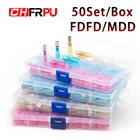 100 шт.кор. MDDFDD spade терминал термоусадочный комплект обжимных клемм изолированный стыковой провод соединитель кабеля гнездовой конец стык